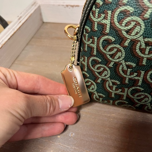 Coach Monogram Green Brown Canvas Crossbody Shoulder Bag - Picture 8 of 14